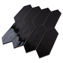 TAY-BLA-PK412 TAYLOR Picket Hexagon Black Subway Tile 3.94 in. x 11.81 in. Ceramic Wall Tile