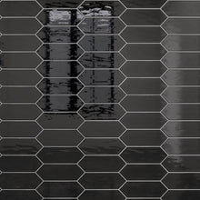 TAY-BLA-PK412 TAYLOR Picket Hexagon Black Subway Tile 3.94 in. x 11.81 in. Ceramic Wall Tile