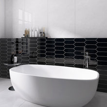 TAY-BLA-PK412 TAYLOR Picket Hexagon Black Subway Tile 3.94 in. x 11.81 in. Ceramic Wall Tile