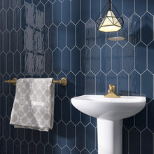 TAY-DEN-PK412 TAYLOR Picket Hexagon Denim Blue Subway Tile 3.94 in. x 11.81 in. Ceramic Wall Tile