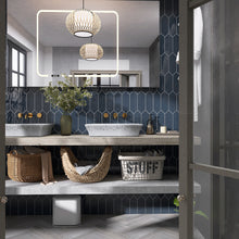 TAY-DEN-PK412 TAYLOR Picket Hexagon Denim Blue Subway Tile 3.94 in. x 11.81 in. Ceramic Wall Tile