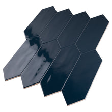TAY-DEN-PK412 TAYLOR Picket Hexagon Denim Blue Subway Tile 3.94 in. x 11.81 in. Ceramic Wall Tile