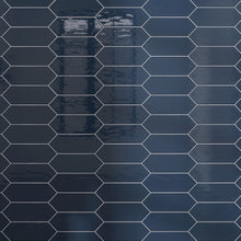 TAY-DEN-PK412 TAYLOR Picket Hexagon Denim Blue Subway Tile 3.94 in. x 11.81 in. Ceramic Wall Tile