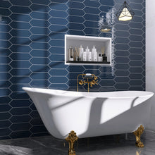 TAY-DEN-PK412 TAYLOR Picket Hexagon Denim Blue Subway Tile 3.94 in. x 11.81 in. Ceramic Wall Tile