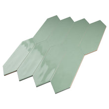 TAY-JAD-PK412 TAYLOR Picket Hexagon Jade Green Subway Tile 3.94 in. x 11.81 in. Ceramic Wall Tile
