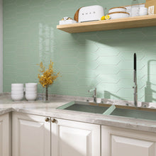 TAY-JAD-PK412 TAYLOR Picket Hexagon Jade Green Subway Tile 3.94 in. x 11.81 in. Ceramic Wall Tile