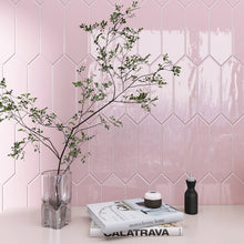 TAY-PIN-PK412 TAYLOR Picket Hexagon Pink Subway Tile 3.94 in. x 11.81 in. Ceramic Wall Tile