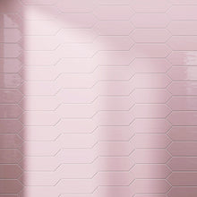 TAY-PIN-PK412 TAYLOR Picket Hexagon Pink Subway Tile 3.94 in. x 11.81 in. Ceramic Wall Tile