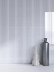 TCLING-03 White Glass pencil liner trim wall tile 1"x12", 1/2"x12"