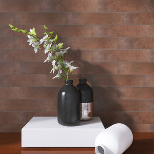 TULE-BRS LE LEGHE - Bronzo Brown Subway Tile 3 in. x 12 in Porcelain wall and Floor Tile