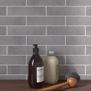 TULE-PLS LE LEGHE - Platino Gray Grey Subway Tile 3 in. x 12 in Porcelain wall and Floor Tile