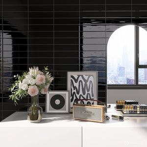 ZAR-BLA-SW312 ZARATI Black 3x12 Subway Tile Ceramic Wall Tile