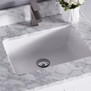 1901-24-01 Matt White 24" Bathroom Vanity Cabinet and Sink Combo Solid Wood Cabinet+Real Marble Top w/Sink set
