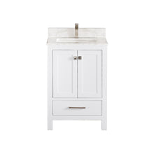1901-24-01QZ Matt White 24" Bathroom Vanity Cabinet and Sink Combo Solid Wood Cabinet+Quartz Top with 4" backsplash w/Sink set