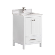 1901-24-01QZ Matt White 24" Bathroom Vanity Cabinet and Sink Combo Solid Wood Cabinet+Quartz Top with 4" backsplash w/Sink set