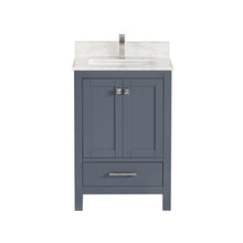 1901-24-02QZ Dark Grey 24" Bathroom Vanity Cabinet and Sink Combo Solid Wood Cabinet+Quartz Top w/Sink Mirror set