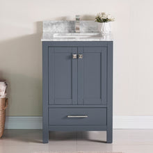 1901-24-02 Dark Grey 24" Bathroom Vanity Cabinet and Sink Combo Solid Wood Cabinet+Real Marble Top w/Sink Mirror set