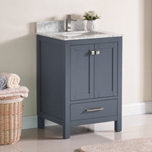 1901-24-02 Dark Grey 24" Bathroom Vanity Cabinet and Sink Combo Solid Wood Cabinet+Real Marble Top w/Sink Mirror set