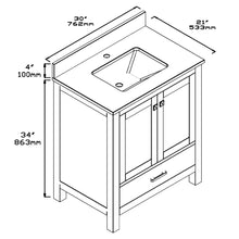 1901-30-01QZ Matt White 30" Bathroom Vanity Cabinet and Sink Combo Solid Wood Cabinet+Quartz Top+ Quartz backsplash w/Sink set