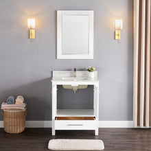 1901-30-01QZ Matt White 30" Bathroom Vanity Cabinet and Sink Combo Solid Wood Cabinet+Quartz Top+ Quartz backsplash w/Sink set