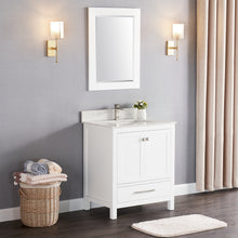 1901-30-01QZ Matt White 30" Bathroom Vanity Cabinet and Sink Combo Solid Wood Cabinet+Quartz Top+ Quartz backsplash w/Sink set
