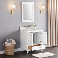 1901-30-01QZ Matt White 30" Bathroom Vanity Cabinet and Sink Combo Solid Wood Cabinet+Quartz Top+ Quartz backsplash w/Sink set
