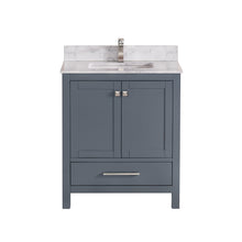 1901-30-02QZ Dark Grey 30" Bathroom Vanity Cabinet and Sink Combo Solid Wood Cabinet+Quartz Top+ Quartz backsplash w/Sink set