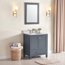 1901-30-02 Dark Grey 30" Bathroom Vanity Cabinet and Sink Combo Solid Wood Cabinet+Real Marble Top w/Sink set