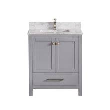 1901-30-03QZ Light Grey 30" Bathroom Vanity Cabinet and Sink Combo Solid Wood Cabinet+Quartz Top+ Quartz backsplash w/Sink set