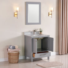 1901-30-03 Light Grey 30" Bathroom Vanity Cabinet and Sink Combo Solid Wood Cabinet+Real Marble Top+ Marble backsplash w/Sink set