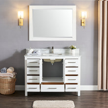 1901-48-01 Matt White 48" Bathroom Vanity Cabinet and Sink Combo Solid Wood Cabinet+Real Marble Top w/Sink set