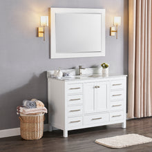 1901-48-01 Matt White 48" Bathroom Vanity Cabinet and Sink Combo Solid Wood Cabinet+Real Marble Top w/Sink set