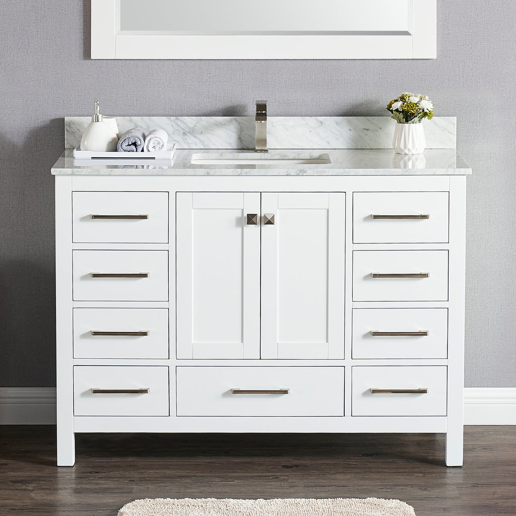 1901-48-01 Matt White 48" Bathroom Vanity Cabinet and Sink Combo Solid ...