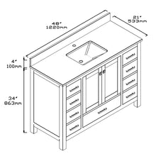 1901-48-02QZ Dark Grey 48" Bathroom Vanity Cabinet and Sink Combo Solid Wood Cabinet+Quartz Top w/Sink set