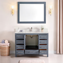 1901-48-02QZ Dark Grey 48" Bathroom Vanity Cabinet and Sink Combo Solid Wood Cabinet+Quartz Top+ Quartz  backsplash w/Sink set