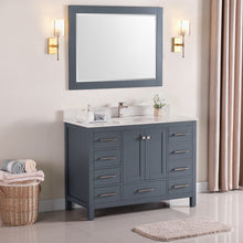 1901-48-02QZ Dark Grey 48" Bathroom Vanity Cabinet and Sink Combo Solid Wood Cabinet+Quartz Top w/Sink set