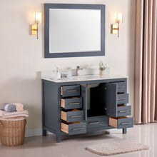 1901-48-02QZ Dark Grey 48" Bathroom Vanity Cabinet and Sink Combo Solid Wood Cabinet+Quartz Top w/Sink set