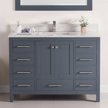 1901-48-02QZ Dark Grey 48" Bathroom Vanity Cabinet and Sink Combo Solid Wood Cabinet+Quartz Top w/Sink set