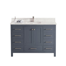 1901-48-02QZ Dark Grey 48" Bathroom Vanity Cabinet and Sink Combo Solid Wood Cabinet+Quartz Top w/Sink set