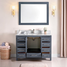 1901-48-02 Dark Grey 48" Bathroom Vanity Cabinet and Sink Combo Solid Wood Cabinet+Real Marble Top+ Marble backsplash w/Sink set