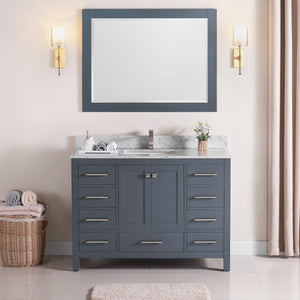 1901-48-02 Dark Grey 48" Bathroom Vanity Cabinet and Sink Combo Solid Wood Cabinet+Real Marble Top w/Sink set
