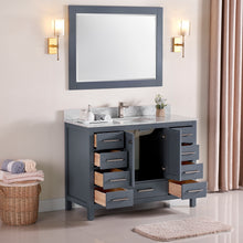 1901-48-02 Dark Grey 48" Bathroom Vanity Cabinet and Sink Combo Solid Wood Cabinet+Real Marble Top w/Sink set