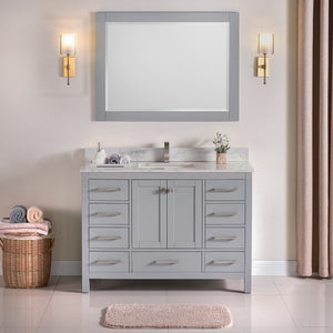 1901-48-03QZ Light Grey 48" Bathroom Vanity Cabinet and Sink Combo Solid Wood Cabinet+Quartz Top+ Quartz backsplash w/Sink set