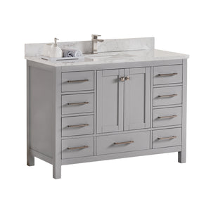 1901-48-03QZ Light Grey 48" Bathroom Vanity Cabinet and Sink Combo Solid Wood Cabinet+Quartz Top w/Sink set