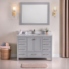 1901-48-03 Light Grey 48" Bathroom Vanity Cabinet and Sink Combo Solid Wood Cabinet+Real Marble Top+ Marble backsplash w/Sink set