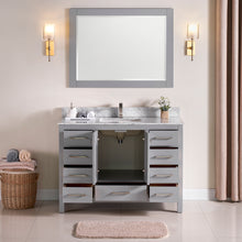 1901-48-03 Light Grey 48" Bathroom Vanity Cabinet and Sink Combo Solid Wood Cabinet+Real Marble Top+ Marble backsplash w/Sink set