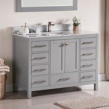 1901-48-03 Light Grey 48" Bathroom Vanity Cabinet and Sink Combo Solid Wood Cabinet+Real Marble Top+ Marble backsplash w/Sink set