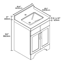 1905-24-04 Marine Blue 24" Bathroom Vanity Set Solid Wood Vanity Cabinet with Natural White Carrara Quartz Counter Top and White Under Mount Basin Set with Optional Mirror