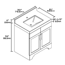 1905-30-01 Matt White 30" Bathroom Vanity Set with Solid Wood Cabinet and Natural White Carrara Counter Top and White Under Mount Sink Set with Optional Mirror