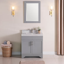 1905-30-03 Light Grey 30" Bathroom Vanity Set with Solid Wood Cabinet and Natural White Carrara Counter Top and White Under Mount Sink Set with Optional Mirror